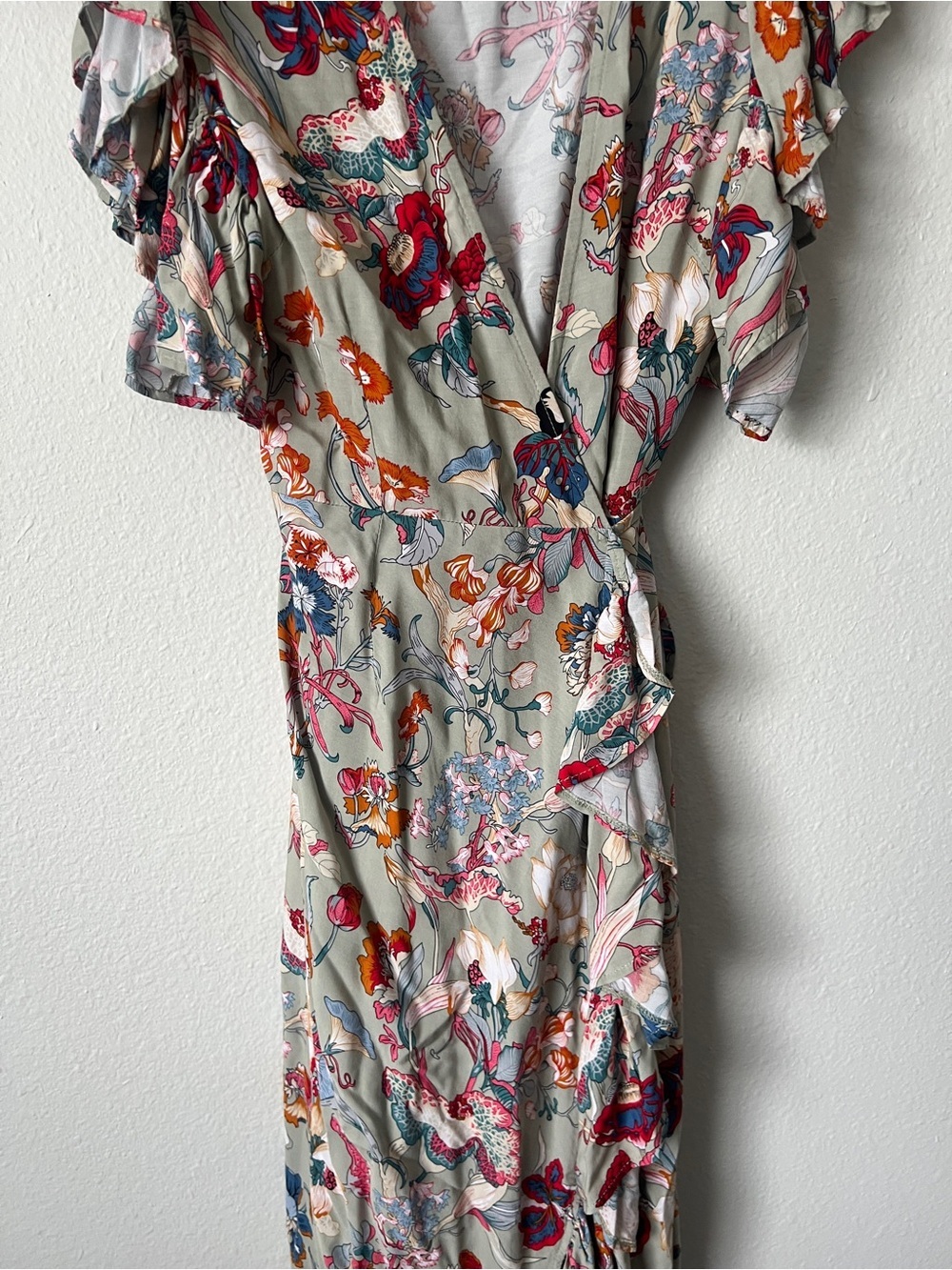 Bali Elf Floral Print "Carmen" Wrap Maxi Dress XL - Picture 4 of 9